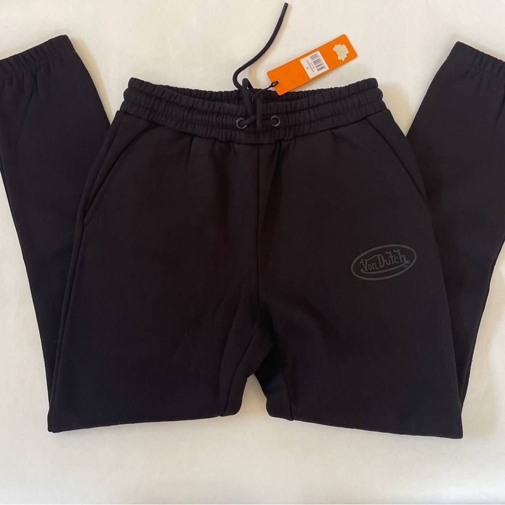 Von Dutch Sweat Pants Solid Black Size Small